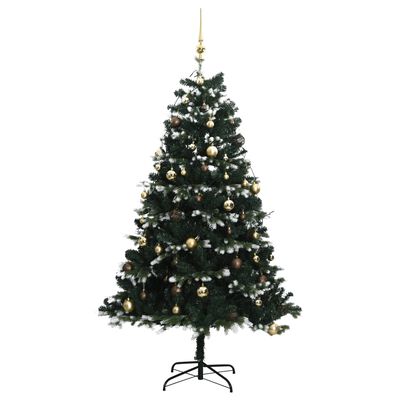 vidaXL Albero Natale Incernierato con 300 LED e Palline 210 cm