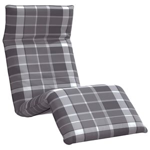 vidaXL Lettino Pieghevole Quadri Grigi 175x54x8,5 cm in Tessuto Oxford