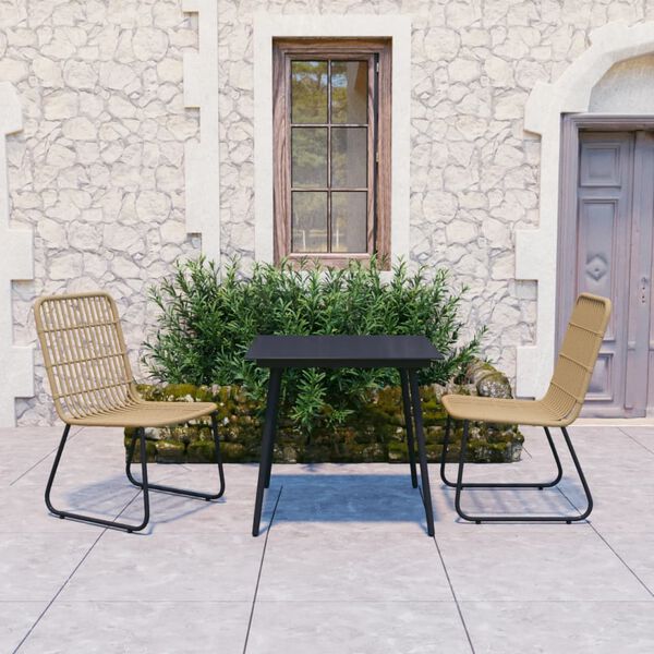 vidaXL Set da Pranzo da Giardino 3 pz in Polyrattan e Vetro
