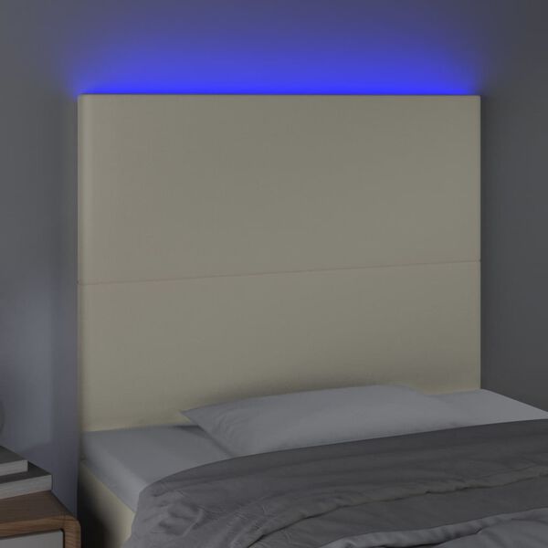 vidaXL Testiera a LED Crema 80x5x118/128 cm in Similpelle