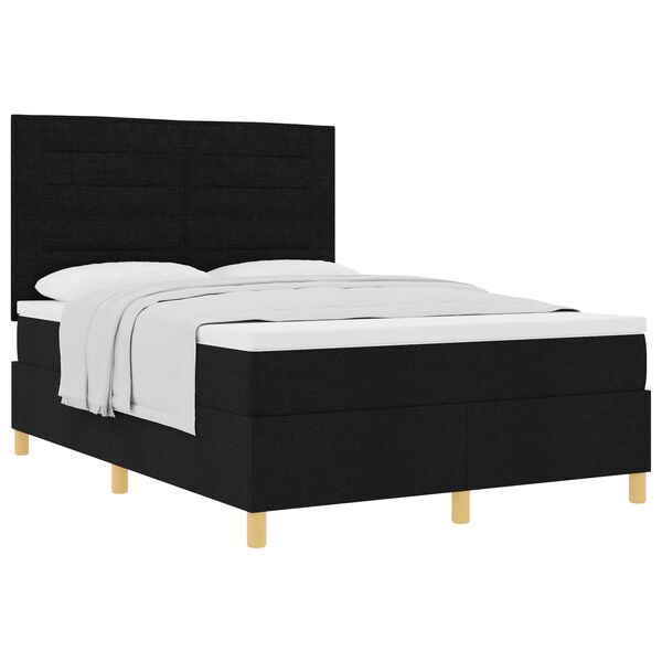 vidaXL Letto a molle con materasso Nero 140 x 200 cm Tessuto
