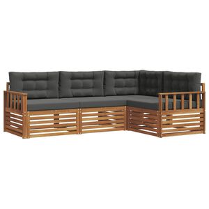 vidaXL Set di divani da esterno 4 pz Naturale e Antracite