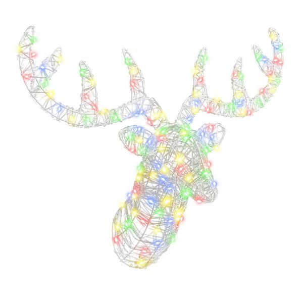 vidaXL Testa di Renna con 140 LED colorato 60 cm Acrilico