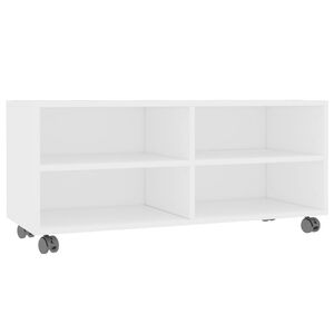 vidaXL Mobile TV con Ruote Bianco 90x35x35 cm in Legno Multistrato