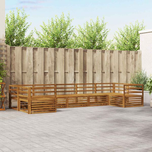 vidaXL Set divani 7 pcs Naturale Legno di Acacia Massello