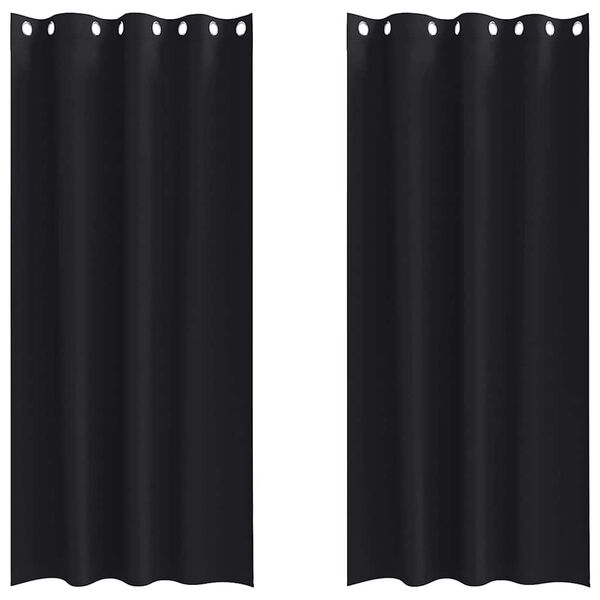 vidaXL Tende Blackout con Anelli 2 pcs Nero 260 x 140 cm Poliestere