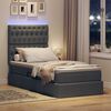 vidaXL Letto con contenitore e LED Grigio scuro 90 x 200 cm Poliestere
