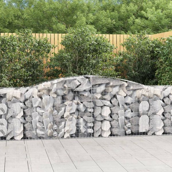 vidaXL Cesti Gabbioni ad Arco 7 pz 400x50x80/100 cm Ferro Zincato