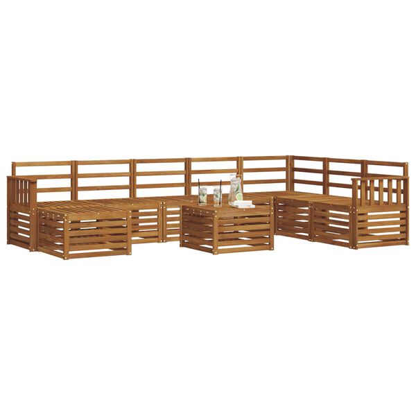 vidaXL Set divano sezionale 9 pcs Naturale Legno di Acacia Massello