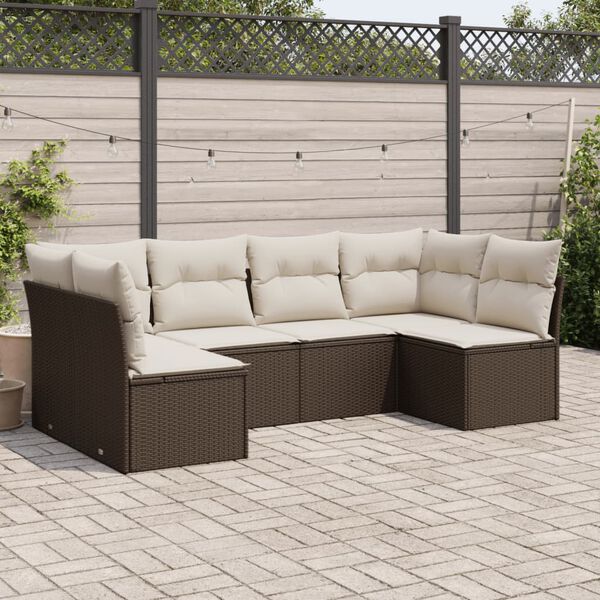 vidaXL Set Divano da Giardino 6 pz con Cuscini Marrone in Polyrattan