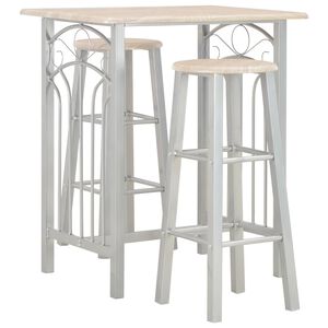 vidaXL Set da Bar 3 pz in Legno e Acciaio