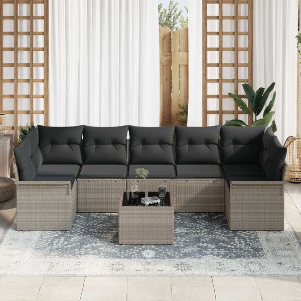 vidaXL Set Divano da Giardino 8 pcs Grigio chiaro e grigio scuro