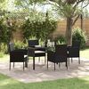 vidaXL Set da Pranzo per Giardino con cuscino 5 pcs Nero polyrattan
