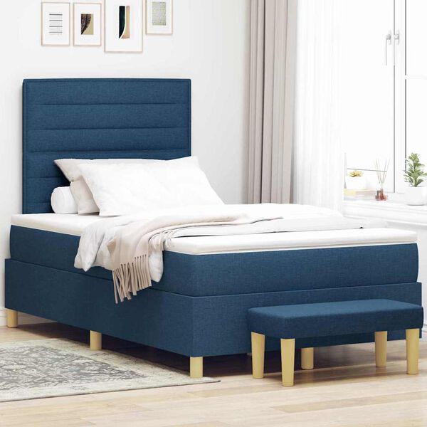 vidaXL Letto a molle con materasso Blu 120 x 190 cm Tessuto