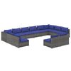 vidaXL Set Divani da Giardino 12 pz con Cuscini in Polyrattan Grigio