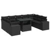 vidaXL Set Divani da Giardino 10pz con Cuscini in Polyrattan Nero