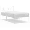 vidaXL Giroletto senza Materaso con Testiera Metallo Bianco 75x190 cm