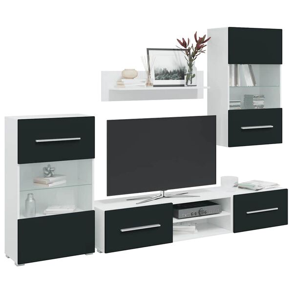 vidaXL Unit&agrave; TV 5 pz con Illuminazione a LED Indaco Opaco Truciolato