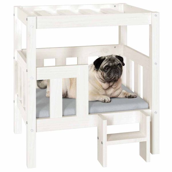vidaXL Cuccia per Cani Bianco 65,5x50,5x70 cm in Legno Massello di Pino