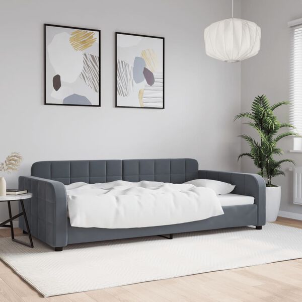 vidaXL Letto da Giorno Grigio Scuro 100x200 cm in Velluto