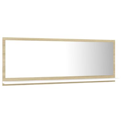 vidaXL Specchio Bagno Bianco e Rovere Sonoma 100x10,5x37cm Multistrato