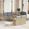 vidaXL Set Divano da Giardino 9 pcs Beige Poly Rattan