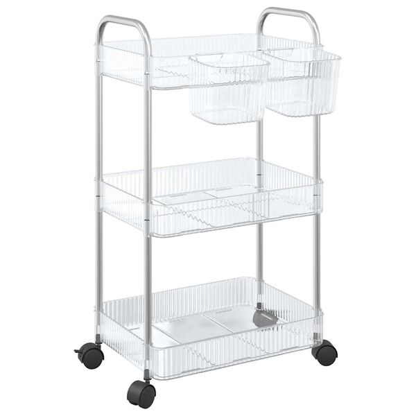 vidaXL Carrello Portaoggetti a 3 Livelli 37x28x68 cm in Acrilico