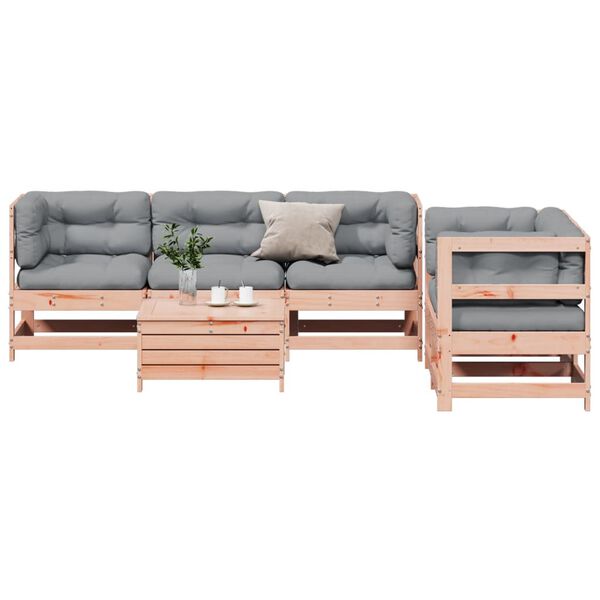 vidaXL Set Divani Giardino 6 pz con Cuscini Legno Massello di Douglas
