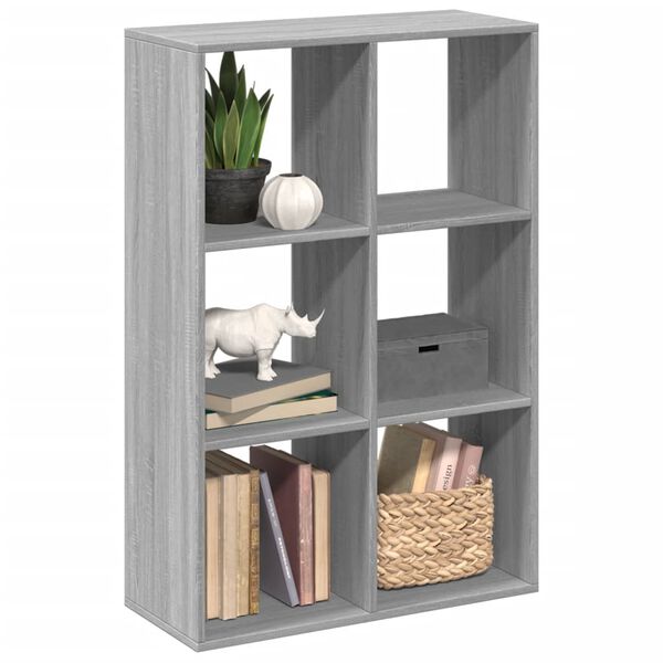 vidaXL Libreria Divisorio Grigio Sonoma 69,5x29x103,5cm in Truciolato