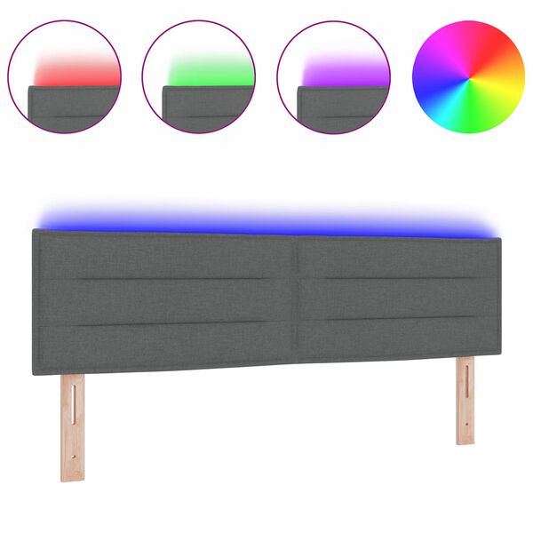 vidaXL Testiera LED Montaggio a parete Grigio scuro 160 cm Tessuto