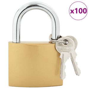 vidaXL U Lock con Chiavi 100 pcs Ottone Ferro
