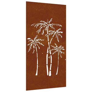 vidaXL Decorazione Muro da Giardino 105x55 cm Palma in Acciaio Corten