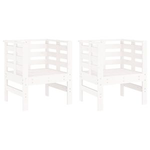 vidaXL Sedie da Giardino 2pz Bianche 61,5x53x71cm Legno Massello Pino