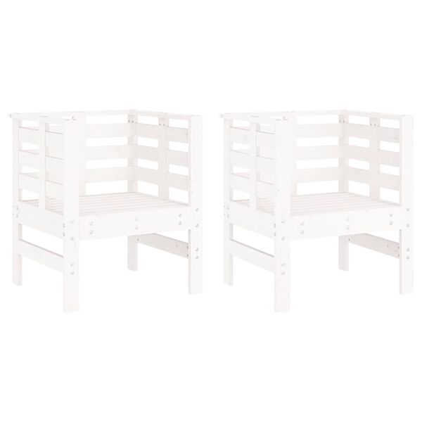 vidaXL Sedie da Giardino 2pz Bianche 61,5x53x71cm Legno Massello Pino
