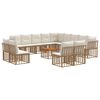 vidaXL Set di divani da esterno 14 pcs Naturale e Bianco Crema