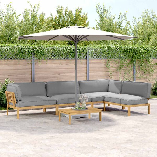 vidaXL Set di divani con cuscino 5 pcs Grigio Legno di Acacia Massello