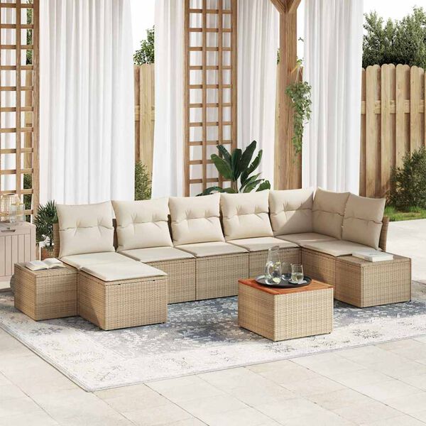 vidaXL Set Divano da Giardino 8 pcs Beige e bianco