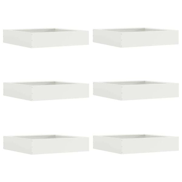vidaXL Bordura per Prato 6 pcs Bianco 60 x 60 x 13 cm Acciaio