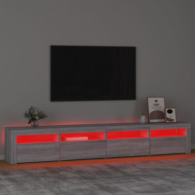 vidaXL Mobile Porta TV con Luci LED Grigio Sonoma 240x35x40 cm