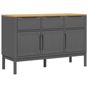 vidaXL Credenza FLORO Grigia 114x43x74 cm in Legno Massello di Pino
