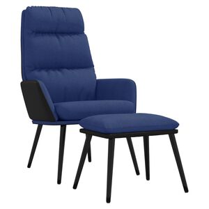 vidaXL Poltrona Relax con Sgabello Blu in Tessuto e Similpelle