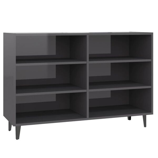 vidaXL Credenza Grigio Lucido 103,5x35x70 cm in Legno Multistrato