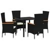 vidaXL Set da Pranzo per Giardino con cuscino 5 pcs Nero