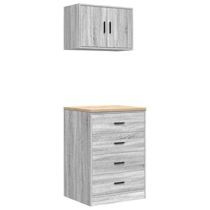 vidaXL Armadi da Garage 2 pz Grigio Sonoma in Legno Multistrato
