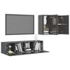 vidaXL Set Mobili TV 4 pz Grigio Lucido in Legno Multistrato