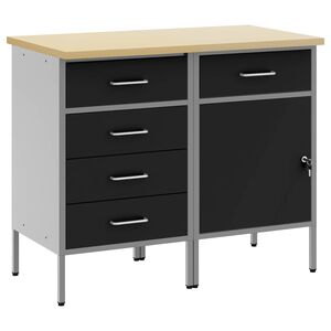 vidaXL Mobile da lavoro con blocco 2 pz Nero e Grigio 100 x 55 x 85 cm