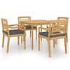 vidaXL Set Pranzo da Giardino con Cuscini 5pz Legno Massello di Teak