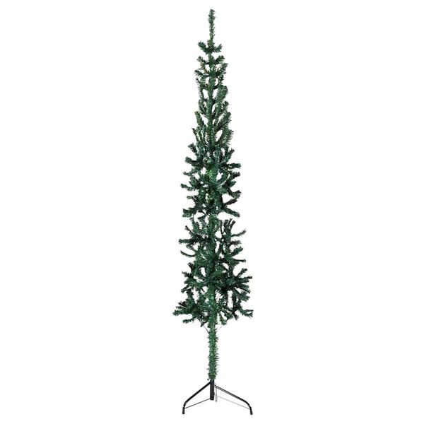 vidaXL Albero Natale Artificiale Sottile a Met&agrave; Supporto Verde 120 cm