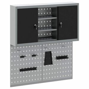 vidaXL Set di armadi per attrezzi con lo scaffale con blocco 3 pz Nero