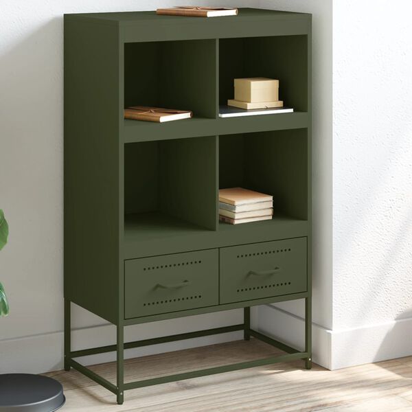 vidaXL Credenza Verde Oliva 68x39x111,5 cm in Acciaio